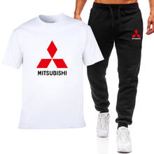2021 Summer Men's T-Shirt Mitsubishi Logo Cotton Round Neck Short-Sleeved Fitness Sports Pants Fashion Casual Wear Men's Suit 2024 - buy cheap