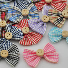 40pcs ribbon flowers bow w/button wedding sewing appliques crafts decoration E67 2024 - buy cheap