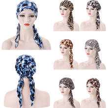 2021 NEW Women Muslim Fashion Hijab Cancer Chemo Leopard Print Hat Turban Head Cover Hair Loss Scarf Wrap Pre-tied Bandana Tail 2024 - buy cheap