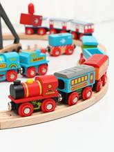 Brinquedo educacional infantil de trem magnético de madeira, modelo com faixa diy, acessórios de carro, presente de aniversário para crianças 2024 - compre barato
