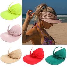 Summer Sun Hats Women's Visor Sun Hat Anti-ultraviolet Elastic Hollow Top Empty Caps UV Resistant Beach Hat 2021 New 2024 - buy cheap