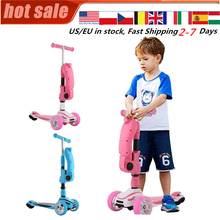 Height Kick Scooter With Folding Seat Flashing Wheels Kids Adjustable  Wide Deck 2024 - buy cheap