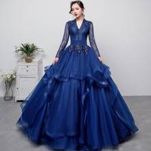 Vestidos de Quinceañera de manga larga, vestido clásico de fiesta con cuello en V, Vintage de encaje, vestido de baile de graduación personalizado 2024 - compra barato