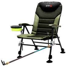 Cadeira de pesca dobrável l70, assento pesado de acampamento/pesca, encosto ajustável com suporte para vara e copo de isca, multi-função, uso doméstico 2024 - compre barato