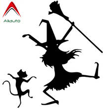 Aliauto Funny Car Sticker Dance Witch and Cat Vinyl Styling Black/Silver Personality Creative Accessories PVC Decal,15cm*14cm 2024 - buy cheap