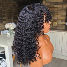 Бразильские кудрявые человеческие волосы парики с челкой полностью автоматические парики для женщин волнистые прямые волосы Remy вырезанные короткие парики 2024 - купить недорого