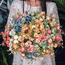Flores artificiais de rosas em 7 cores, 30cm, 10 unidades, buquê de flores de seda para casamento, para decoração de casa, estilo europeu, 5 ramos 2024 - compre barato