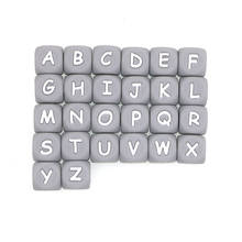 Kovict 10pcs 12mm Gray Silicone Alphabet Letters Beads Kids Teething DIY Pacifier Chain Silicone Baby Teether Toys BPA Free 2024 - buy cheap