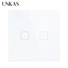 UNKAS EU Stanard 1 Gang 1 Way Touch Switch White Screen Led Light Tempered Crystal Glass Panel Touch Switch 2024 - buy cheap