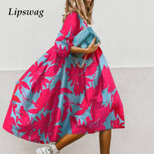 Summer Women Floral Printing A-Line Dress Casual O-neck Half Sleeve Vintage Party Dress New Fashion Elegant Ladies ​Loose Dresse 2024 - buy cheap