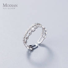 Modifican anel de zircão aaa, anel com dupla camada de zircônia empilhável para mulheres, prata esterlina 925, tamanho livre, joias finas 2024 - compre barato