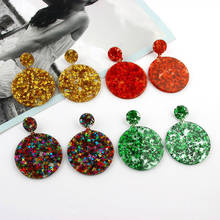 New Boho Colorful Sequins Acid Acrylic Resin Earring Full Star Round Glitter Drop Earrings Women Fashion Acetate Jewelry Brincos 2024 - buy cheap
