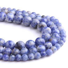 Contas de pedra sodalite azul natural, miçangas redondas espaçadoras soltas azuis para mulheres, pulseira colar brincos presentes para fazer joias 2024 - compre barato