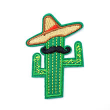 Cactus tamaño: 5,0x7,2 cm DIY tela bordada lindas insignias Hippie hierro en parches de dibujos animados para ropa 2024 - compra barato