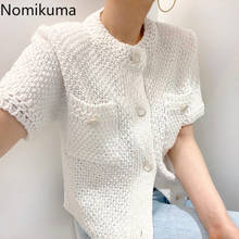 Nomikuma Korean Causal Women Knitwear Short Sleeve Single Breasted O-neck Knitted Coat 2020 New Fashion Cardigan Jacket 6B154 2024 - buy cheap