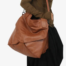 2021 novo coreano ombro saco do mensageiro das mulheres primeira camada bolsas de couro personalidade design grande capacidade balde sacos 2024 - compre barato
