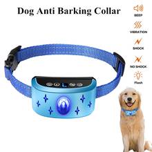 Rechargeable Pet Dog Anti Bark Electric Collar Beep Vibration Shock Flash Stop Barking Collars for Medium Dogs Training Control 2024 - buy cheap