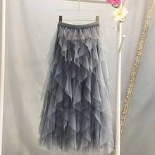 2022 Korean Fashion New Irregular Fairy Skirt Elegant Vintage Spring Summer Skirt Women Clothes Layered Mesh Sexy Skirt Female 2024 - buy cheap