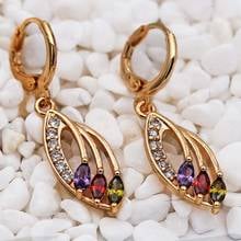 New Fashion waterdrop earrings Drop Earrings for Women's earrings Gold Filled Red green stone zircon Earrings Wedding  Jewelry 2024 - buy cheap