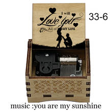 Madeira mecânica amor citações cor impressão caixa de música criança presente aniversário decoração da casa você é meu sol esposa presente de natal 2024 - compre barato