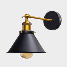 Black Industrial Wall Lamps Vintage Bedside Wall Light Bedroom Bathroom Balcony Aisle Lamp Metal Lampshade E27 Bulbs 110V/220V 2024 - buy cheap