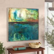 Pintura moderna de paisagem abstrata, pintada à mão, moderna, artística, para sala de estar 2024 - compre barato