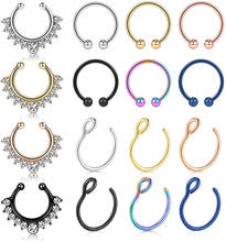 Fake Nose Rings Hoop 12-16pcs Stainless Steel Faux Fake Lip Ear Nose Septum Ring Non-Pierced Clip On Nose Hoop Rings 2024 - buy cheap