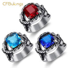 CFBulongs-Anillo de circonia grande de acero inoxidable para hombre, joyería de estilo Retro, anillo de boda, regalo de fiesta 2024 - compra barato