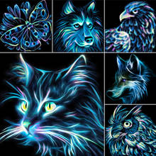 Diy 5d pintura diamante animal lobo gato ponto cruz kit broca cheia bordado mosaico arte imagem de strass casa decoração presente 2024 - compre barato