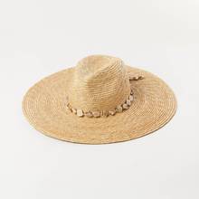 Gorras de paja con decoración de cadena de conchas, sombrero de jazz, protector solar de playa al aire libre, sombrero de paja de ala grande a la moda 2024 - compra barato