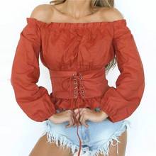 Women Girls Gothic Renaissance Victorian Chemise Shirt Medieval Retro Peasant Wench off shoulder Blouse Resist top Costume 2024 - buy cheap