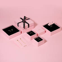 Caixas de presente de papel personalizado logotipo da folha jóias embalagem brincos anel colar pacote de presente caixas 2024 - compre barato