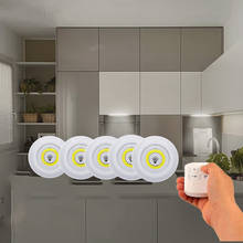 Luz LED de 3W con Control remoto inalámbrico, luz nocturna súper brillante, COB, para debajo del gabinete, lámpara regulable para armario, dormitorio y hogar 2024 - compra barato