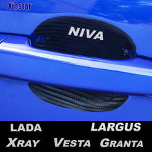 4pcs Carbon Fiber Car Door Handle Protector Sticker For LADA GRANTA LARGUS NIVA VESTA Xray 2024 - buy cheap