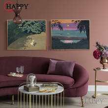 Pôster de parede estilo nórdico, pintura em tela, luz retrô, luxuosa, para sala de estar, quarto, varanda, decoração de casa, imagem de parede 2024 - compre barato