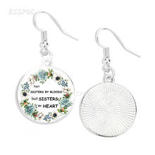 Regalos de amistad para Soul Sisters cookker mujeres no hermanas por Bloods But Sisters por corazón foto de flores pendientes colgantes de vidrio 2024 - compra barato