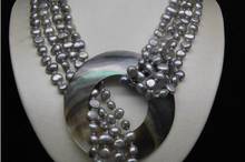 Natural Long 4Row 5-6MM gray Baroque pearl Necklace  32“inch 2024 - buy cheap