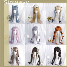 Fresh Lolita air bangs long curly hair gray purple Lolita girl wig hair accessories 2024 - buy cheap