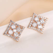 DE189 Fashion Elegant Delicacy 4A Zircon Copper Flower Ear Stud GIRL'S Gift Party Banquet WOMEN'S Jewelry Earrings 2021 2024 - buy cheap