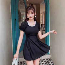 2021 coreano vestido de manga curta-estilo cintura ambos os lados cruz arco-nó, enfeite de renda primavera quente pequeno maiô fresco 2024 - compre barato