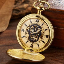 Роскошные золотые Механические карманные часы для мужчин и женщин, Мужской Скелет, римская цифра, циферблат, Reloj Box, брелок, цепь, подвеска, механический zakhorloge 2024 - купить недорого