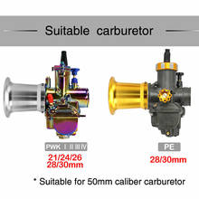 Empilho de velocidade em liga de alumínio 50mm, para pwk pe vm 21mm 24mm 26mm 28mm 30mm, filtro de ar carb, funil de velocidade para trompete 2024 - compre barato