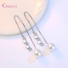 Modern Women Pearl Earrings Genuine 925 Sterling Silver Long Tassel Earrings Fashion Women Jewelry For Wedding/Engagement/Party 2024 - buy cheap