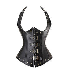 Steampunk Faux Leather Underbust Corset with Straps Gothic Spiral Steel Boned Corset Clubwear Lingerie Push Up Bustier S-2XL 2024 - buy cheap