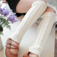 Leg Warmers Women Autumn Winter Knitted Solid Cotton Leg Warmers Knee High Crochet Socks Boot Cuffs Beenwarmers 2024 - buy cheap