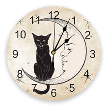 Animal Cat Moon Stars Retro Wall Clock Decorative Creative Modern Wall Clock for Living Room Kitchen Office Bedroom 2024 - buy cheap