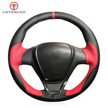 LQTENLEO Black Red Leather Car Steering Wheel Cover For Ford Fiesta 2008-2016 Figo 2012-2014 Ecosport 2013-2017 B-Max 2011-2019 2024 - buy cheap