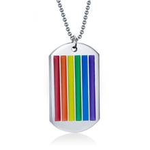 MIQIAO Stainless Steel Badget Titanium Rainbow Tag Colorful Gay Lesbian Symbol Pendant Necklace for Women Men Friends Gift Goth 2024 - buy cheap