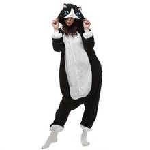 Animais preto gato traje onesies adulto dos desenhos animados onesies unisex velo com capuz traje feminino anime macacão disfarce terno onepiece 2024 - compre barato