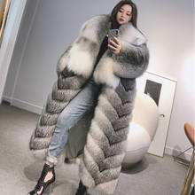 Ladies Long Fur Coat Hooded Women Real Fox Fur Jacket Long New Arrival Long Fur Coat 2024 - buy cheap